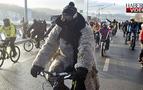 Moskovalılar -30 derecede bisiklet turu düzenledi