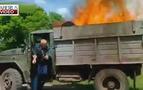 Rusya’da yanan kamyonun “trafik şovu” kamerada