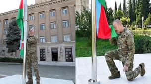 Azeri bayrağı Hankendi ve Hocalı’da göndere çekildi