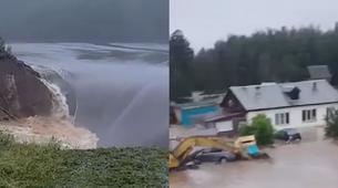 Çelyabinsk’de barajın yıkılma anı böyle görüntülendi