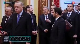 Rusya Devlet Televizyonu, Putin'in Erdoğan'ı kapıda beklettiği anları yayınladı