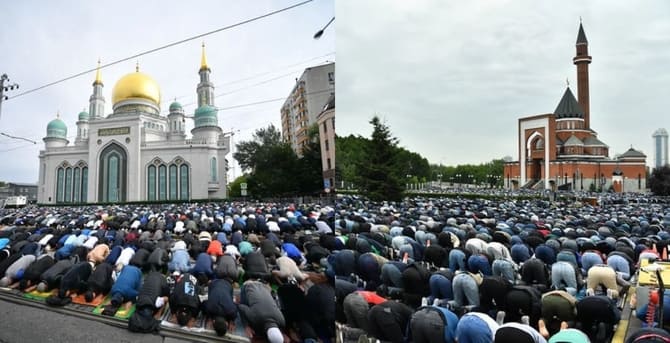 Moskova’da 300 bin müslüman bayram namazı kıldı