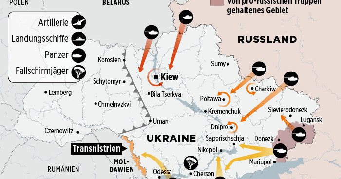 Bild, Rusya'nın Ukrayna'ya düzenleyeceğini iddia ettiği saldırı şemasını yayınladı