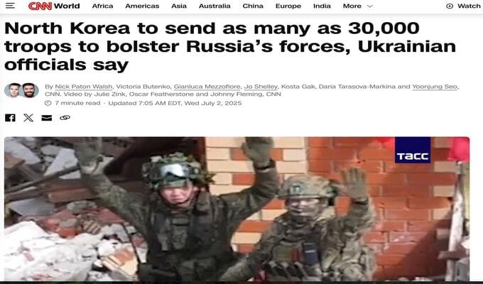 CNN: Kuzey Kore Rusya'ya 30 Bin Asker Gönderecek