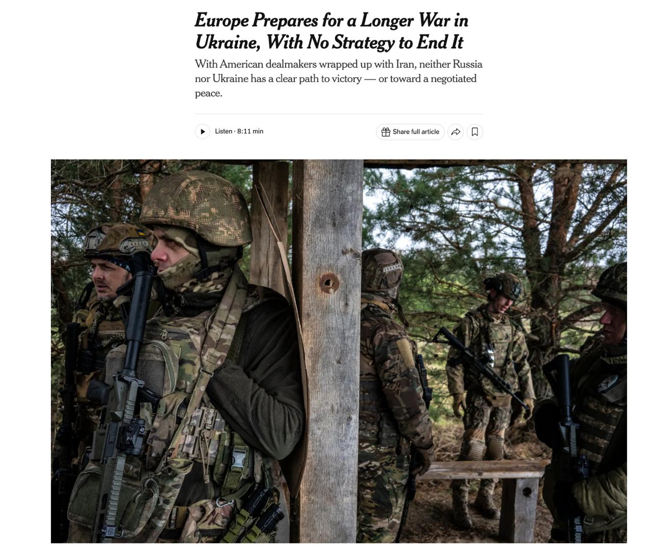 NYT: Avrupa Ukrayna Savaşını Nasıl Bitireceğini Bilmiyor, Uzun Savaşa Hazırlanıyor