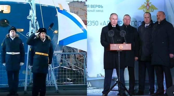 Putin inşaatı tamamlanan savaş gemilerini suya indirdi