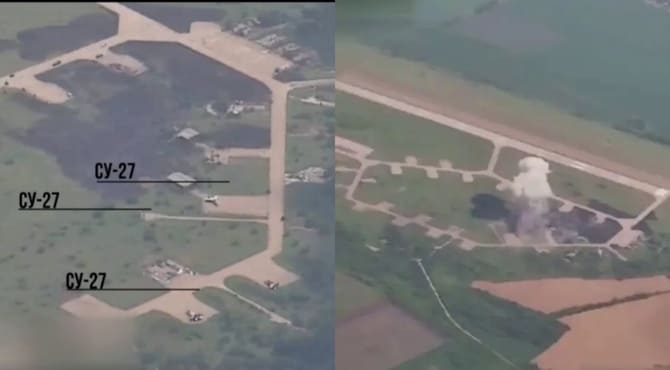 Rus füzesi, Mirgorod havalimanın böyle vurdu; 5 savaş uçağı imha edildi