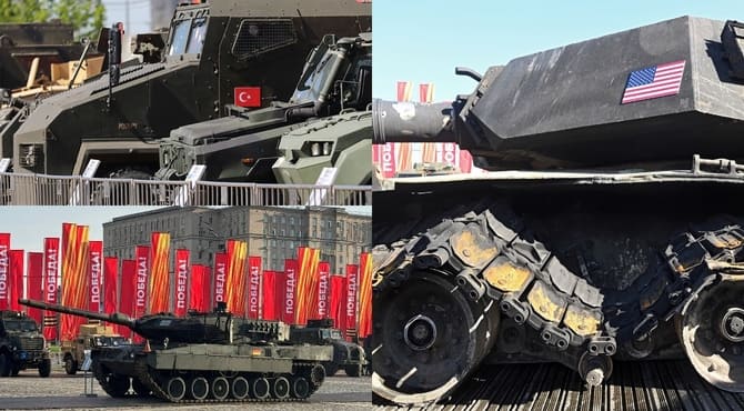 Rusya, ele geçirdiği Amerikan Abrams ve Alman Leopard tanklarını Moskova’da sergiliyor