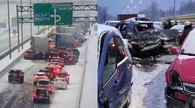 Rusya’da korkunç kaza: 50 araç birbirine girdi