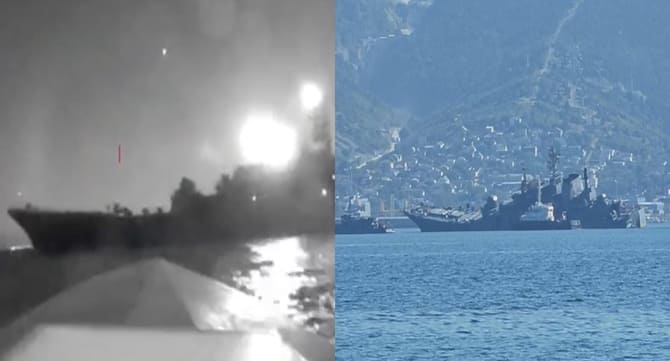 Ukrayna Novorossiysk limanına saldırdı, Rus çıkarma gemisi hasar aldı
