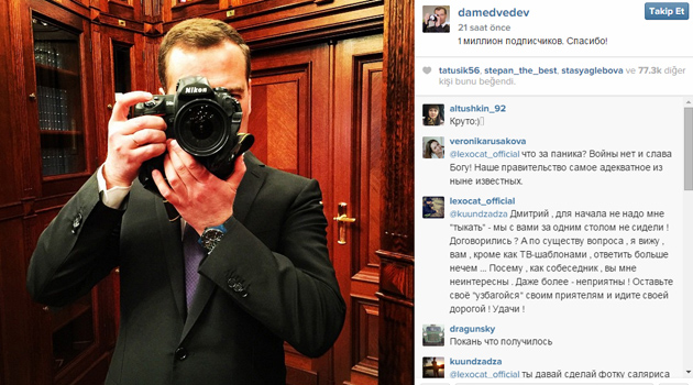 Medvedev’den 1 milyon takipçiye teşekkür selfie’si