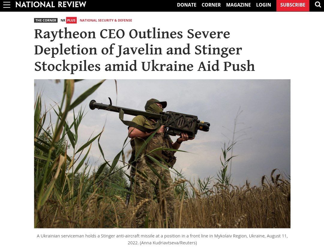 ABD silah üreticisi Raytheon: Ukrayna ABD'nin silah stoklarını tüketti