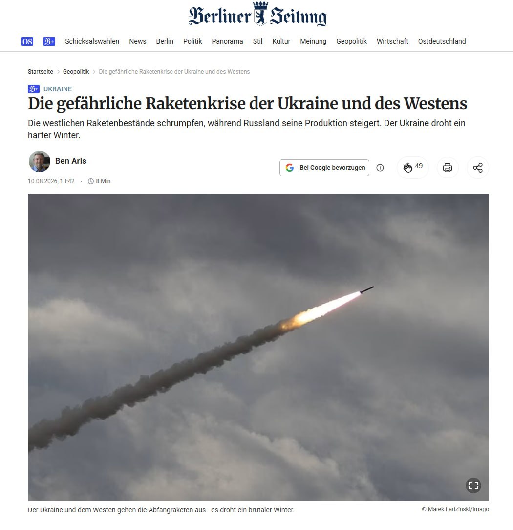 Berliner Zeitung: Ukrayna Hava Savunması Bu Kış Rus Füzelerini Durdurmayacak