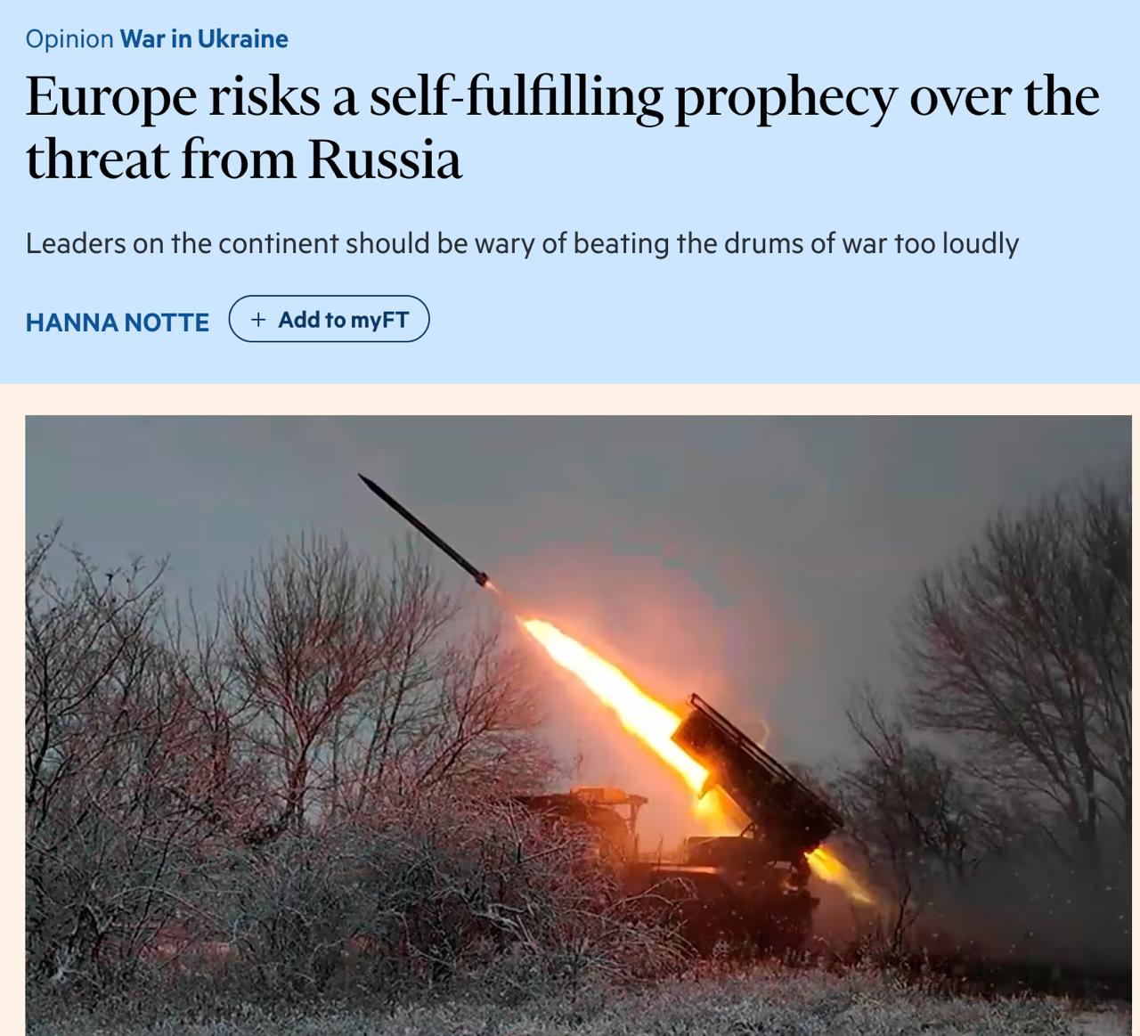 FT: "AB'nin Kaçınılmaz Savaş" Söylemi, Kendini Gerçekleştiren Tehlikeli Bir Kehanete Dönüşebilir