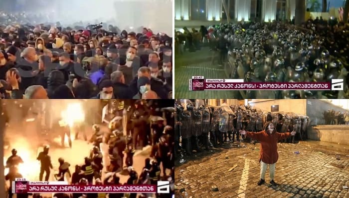 Gürcistan karıştı; protestocular parlamento binasına girmeye çalışıyor