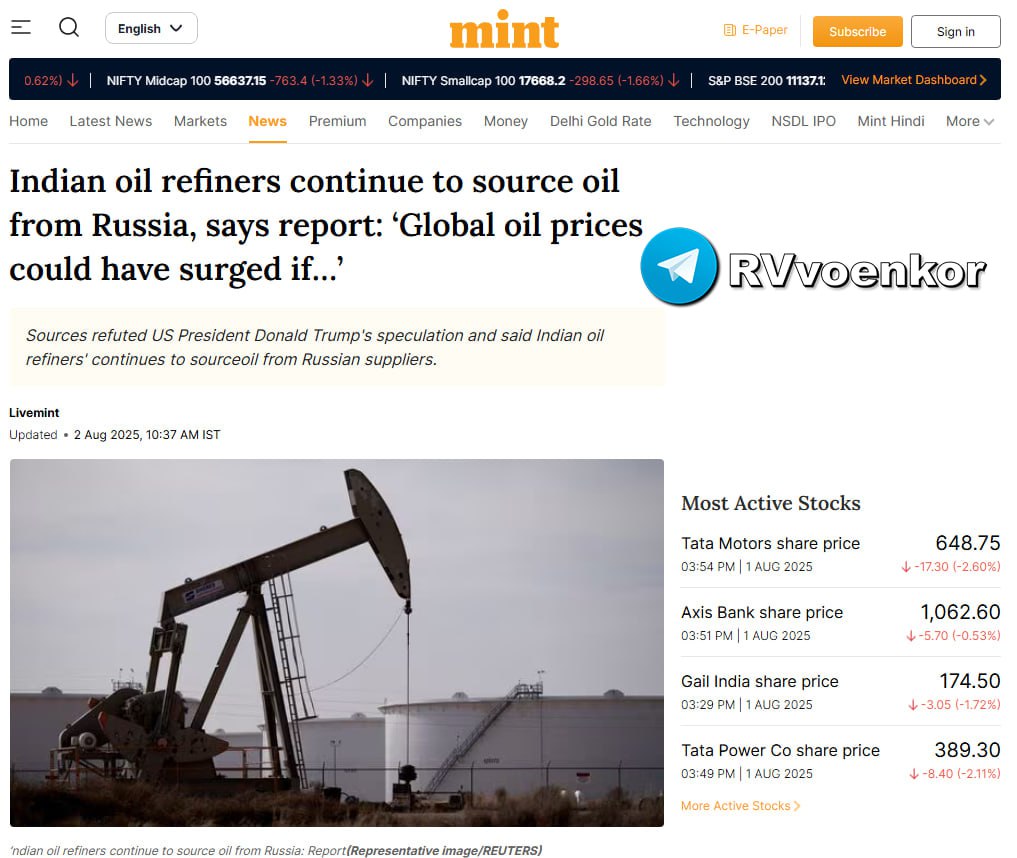 Hindistan, Trump'ın Yaptırımlarına Rağmen Rus Petrolü Almaya Devam Ediyor
