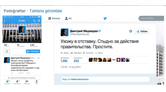 Hackerler Medvedev’in twitter sayfasına saldırdı