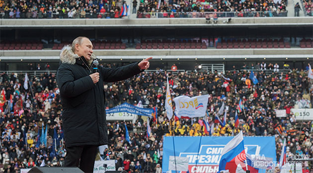 Putin'in 'Güçlü bir Rusya için' mitingine 130 bin kişi katıldı