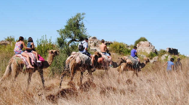 Mısır'a gidemeyen Ruslar deve turunu Antalya'da atıyor